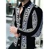 Men's Printed Long Sleeve Button Down Shirts Turn Collar Nightclub Casual Camisas Hombre Plus Size Streetwear Fashion Top