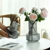 Honeycomb Big Belly Glass Vase Flower Arrangement Decoration Home Room Coffee Table Furnishing Ornament Office Study Accessories