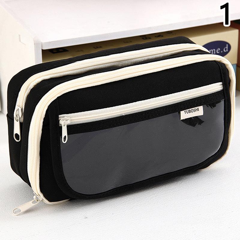 Large Capacity Pencil Bag Cute Capybara Stationery Holder Bag With Brooches Stickers Children Pen Case Animal Zipper Pouch