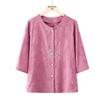 Cotton Seven-Sleeve Round Neck Shirt for Elderly Women