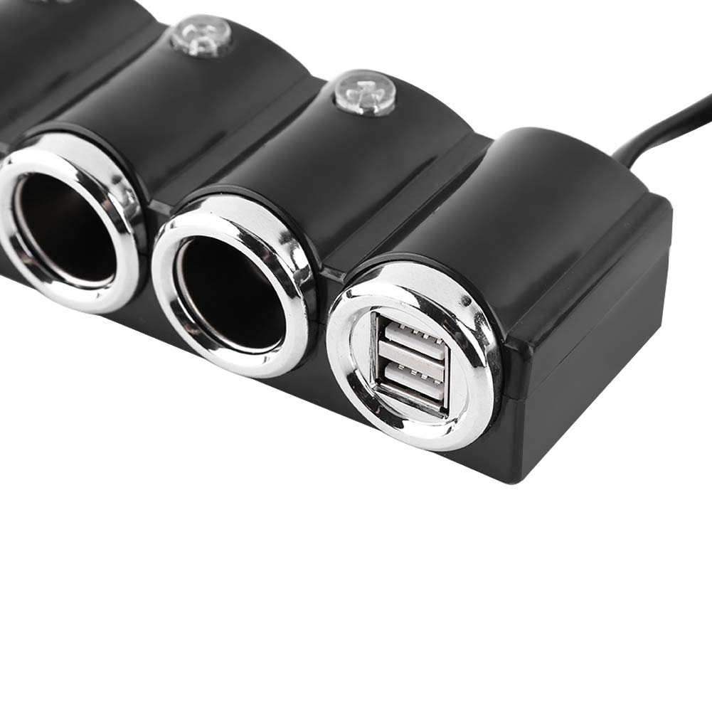 12/24V Bil 4-vägs Cigarettändaruttag med 2 USB-portar, Billaddare, Adapter, Snabbladdning