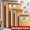 Flip-up Art Sketchbook Kraft Paper Spiral Notebook Simple Blank Painting Paper  Art Student