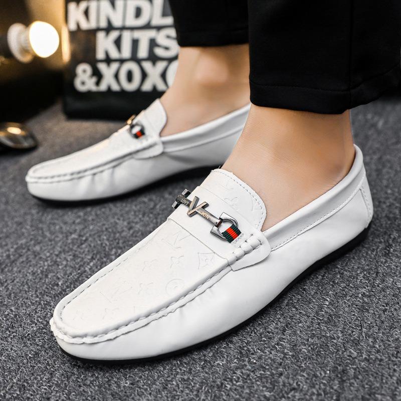 Doudou Shoes Men's Spring New Men's Leather Shoes Casual Lazy Foot Cover Trend Shoes Breathable and Lightweight