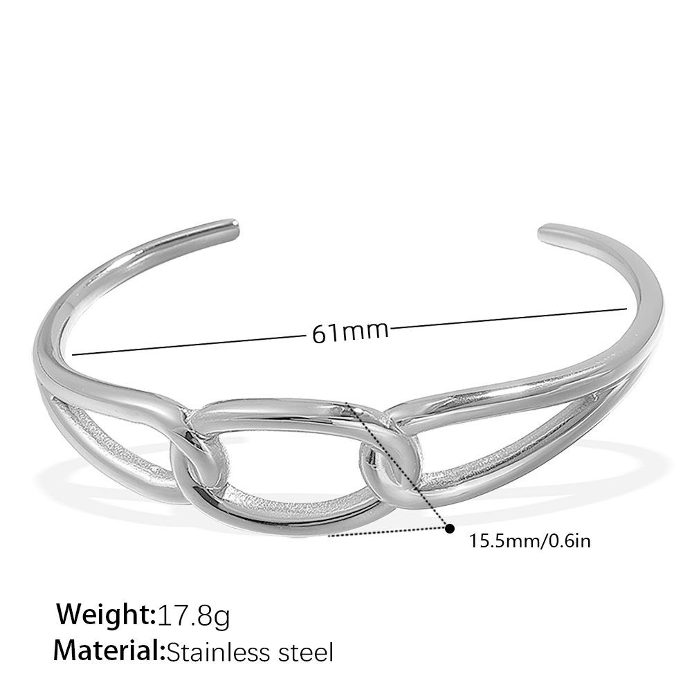 

Geometric twist splicing bracelet stainless steel gold-plated creative three-ring interlocking opening bracelet women