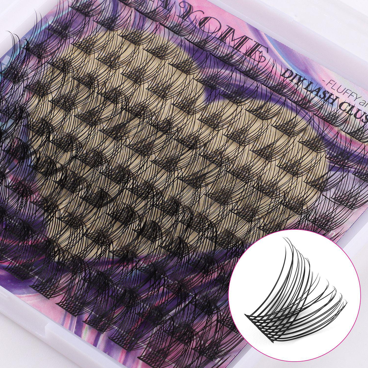 Portable DIY Segmented False Eyelashes Set: Natural Daily, Dense, Curled Clusters with Glue and Tweezers