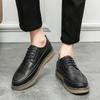 Spring Fashion Simple Large Size Men's Dress Shoes Pointed Height Increasing Men Brogue Formal Business Leather Lace Up Oxford