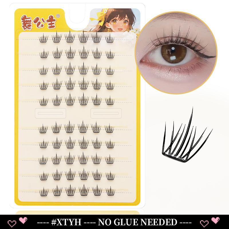 10 Rows Cluster Cat Eye No Glue Lashes Reusable Self Adhesive Glue Free Eyelash Natural Lash Manga Anime Lashes Cluster