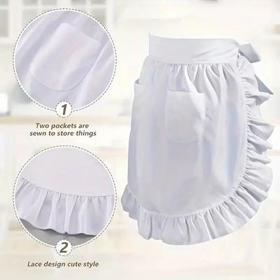 New European Style Maid Apron Anti-fouling Kitchen Kitchen Apron Dual Pockets Women Home Cleaning Apron