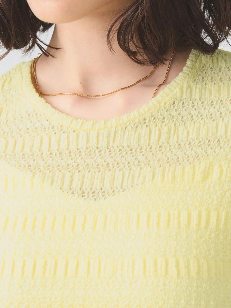 Ray Beams Shirred Lace One Size Women's S/S T-Shirt, OFF_WHITE,