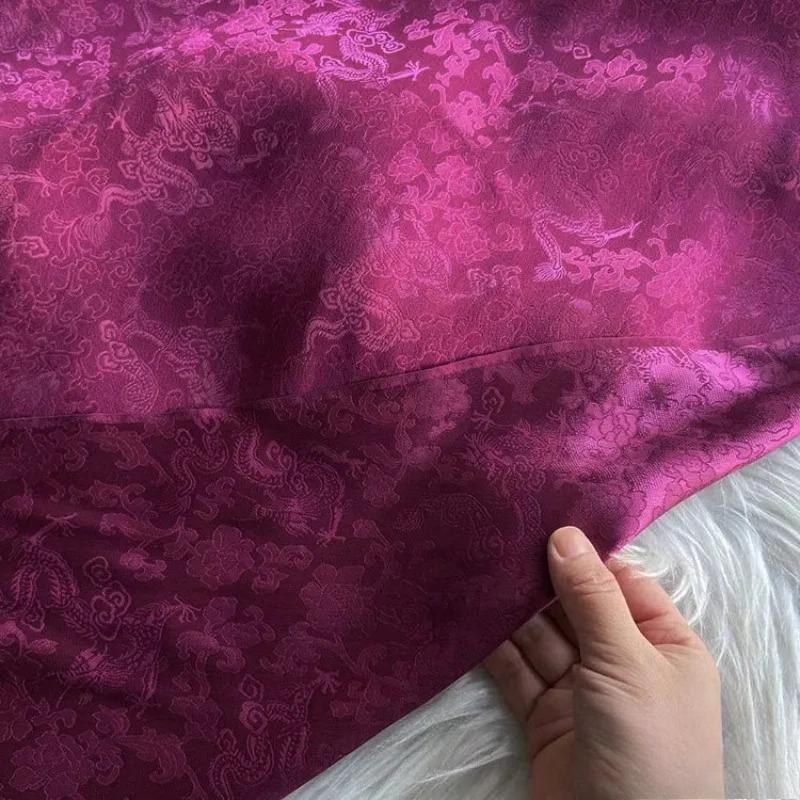 

Dragon Pattern Jacquard Silk Fabric Brocade Material for DIY Sewing Chinese Style Cheongsam Vest Hanfu Clothes Handmade Cloth 100x114cm