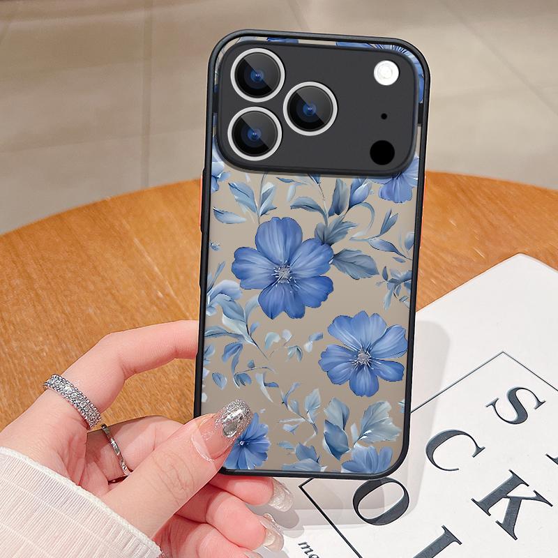 Purple Flowers Pattern Phone Case For iPhone Air 16e 17 16 15 14 17 Pro Max 13 16e Shockproof Hard PC Soft Edge TPU Cover