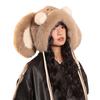 Looping Ears Rabbit Hat for Women with Furry Pullover Hat Showing Face Small Ear Protection Bag Head Hat Thickened Lei Feng Hat Trendy
