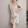 Ice and snow pajamas spring and summer women's sexy suspender vest nightdress thin swing neck print