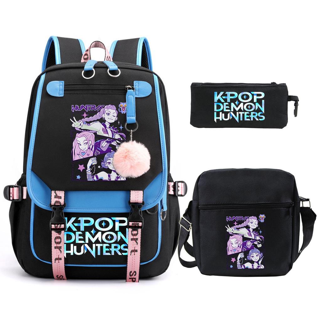 Demon Hunters Peripheral Printing Children's Fashion Backpack Cross-border Large Capacity Primary and Secondary School Student Leisure School Bag Set