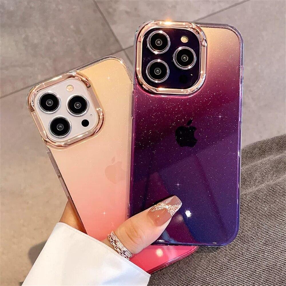 Buy Luxury Glitter Aurora Starry Gradient Case For iPhone 14 13 12 11 ...