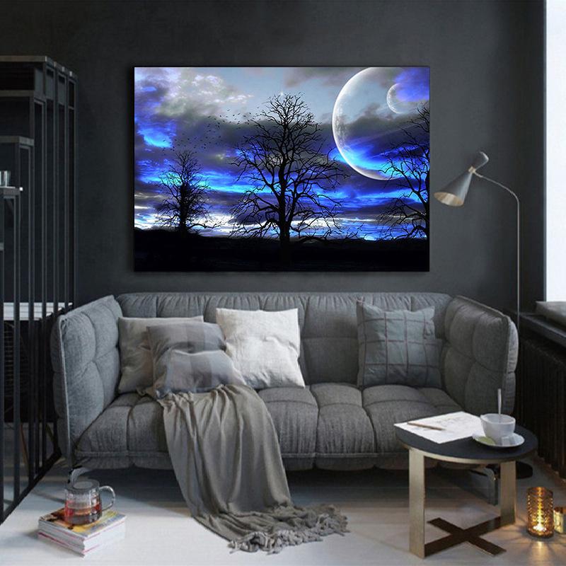 

5D Diy алмазная живопись голубое небо Луна набор крестиков полная алмазная вышивка мозаика художественная картина стразы Декор подарок Full Round 20x30cm