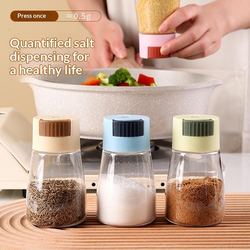 0.5G Quantitative Seasoning Container Dustproof Press Type Seasoning Jar Seasoner Storage Salt Dispenser For Home Kitchen