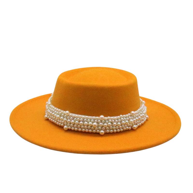 French Retro British Flat Top Top Hat Season Men'S And Women'S Hats Hepburn Face Small Felt Hat
