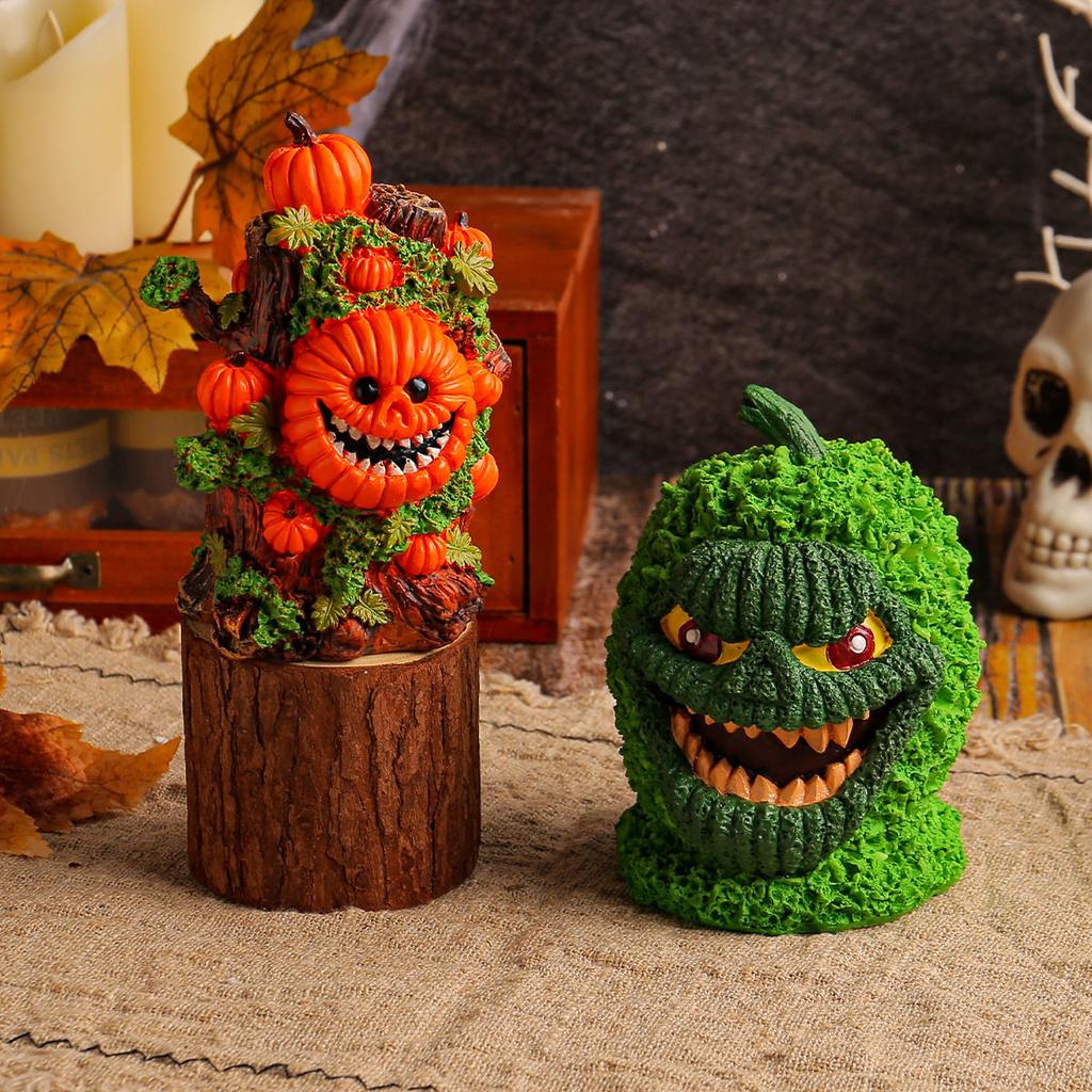 Horrible Pumpkin Halloween Tree Essence Green Pumpkin Strange Ornaments Table Party Funny Skull Tree Horror Atmosphere Gift Xmas
