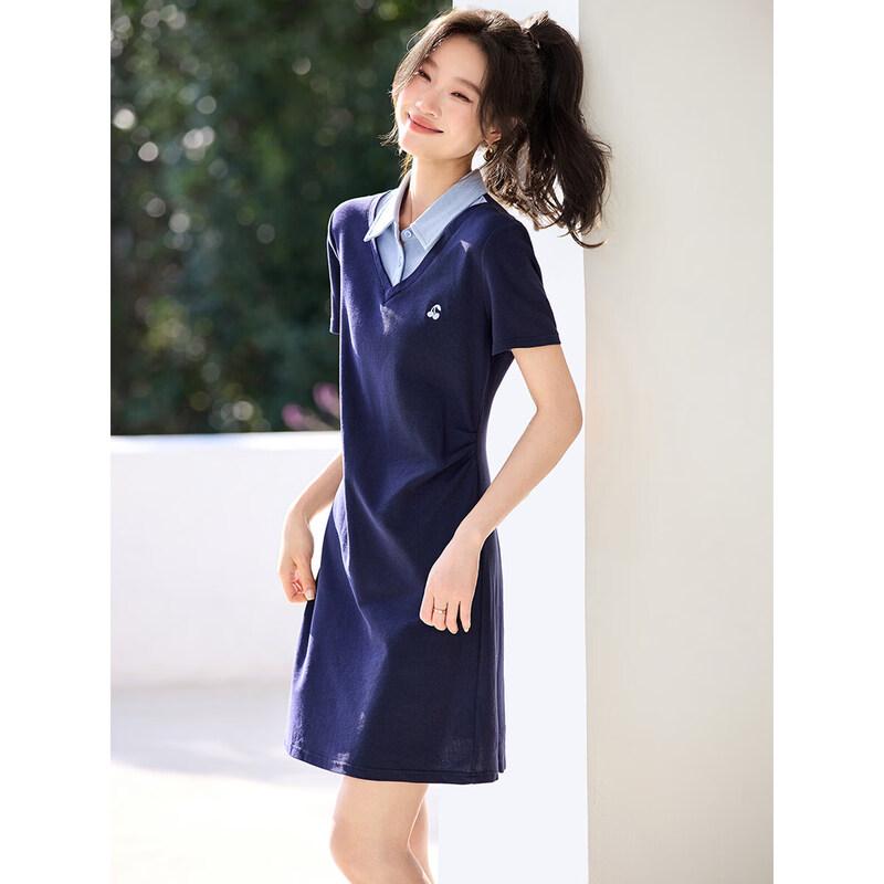 Women s Naval Collar A-Line Knit Midi Dress L