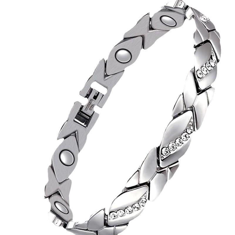 Women's Leaf Diamond-Inlaid Magnetic Bracelet
