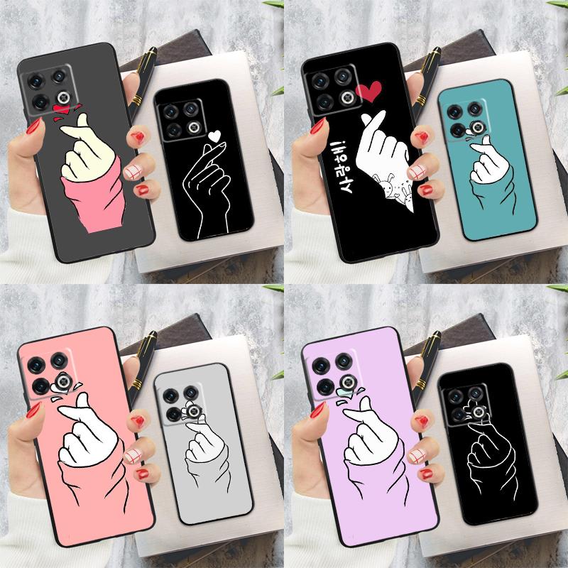 Korean Finger Heart Love Phone Case For OnePlus 13 12 11 13R 12R 10R 9 10 Pro 8T 9RT 10T Nord 4 CE 2 3 Lite N20 N30