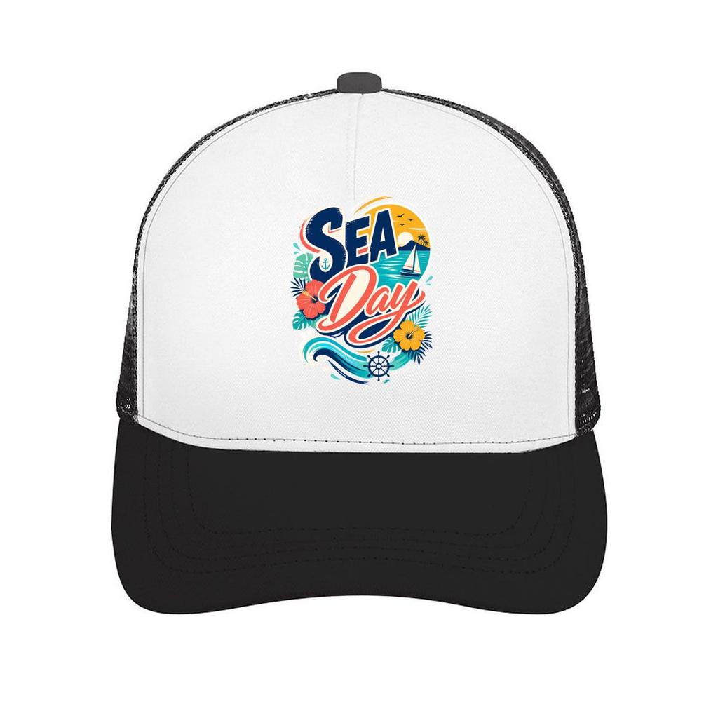 Tropical Sea Day Sunset Lettering Mesh Baseball Cap Casual Hat Outdoor For Womens Unisex FeUnisex