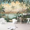 3d Retro Nostalgic Mural Rain Forest Leaf Coconut Tree Landscape Mural Living Room Bedroom Wallpaper