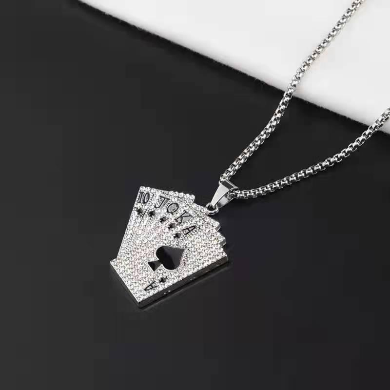 Collier Hip Hop en Acier Titane avec Pendentif Ours pour Hommes & Femmes, Chaîne Pull pour Automne/Hiver