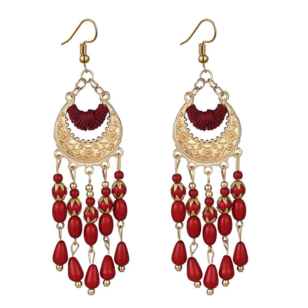 Boho Ethnic Dangle Earring Metal Ear Studs Vintage Drop Pendant Earrings Jewelry