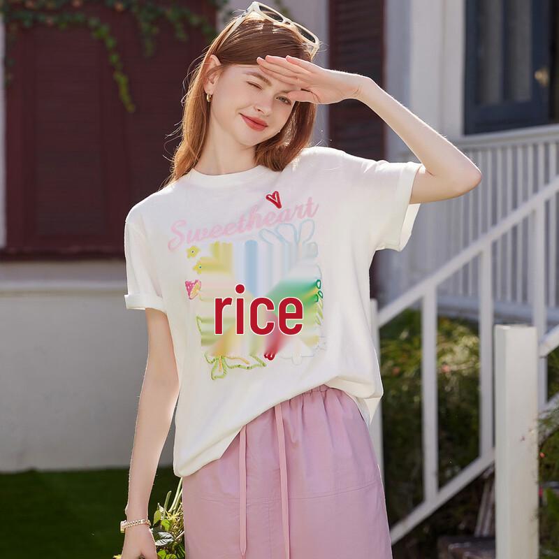 Bailuyu Women s Floral Print Short Sleeve Knitted T-Shirt M