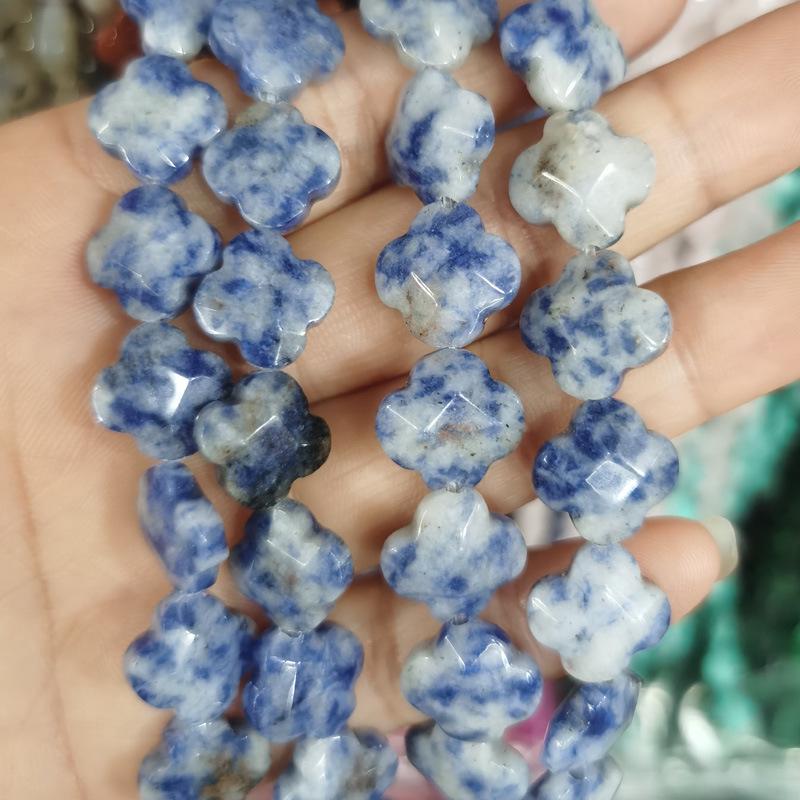 12mm Natural Agate Tiger Eye Four-Leaf Clover Faceted Beads for DIY Jewelry Making