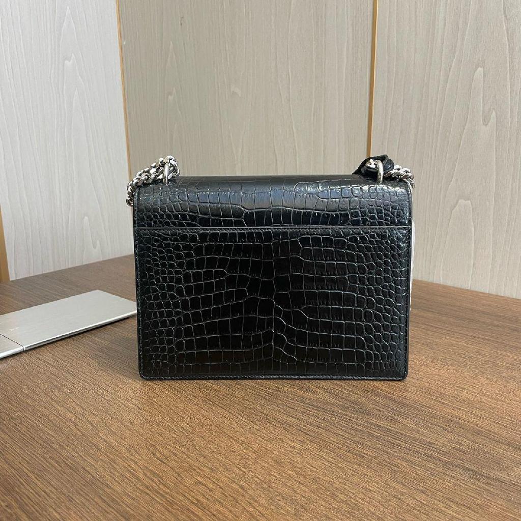 [Pre-Owned] Saint Laurent Sunset Croc Effect Shoulder Bag 'Black' - Very Good #1U59U21