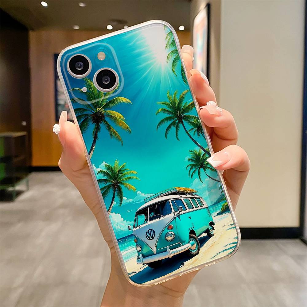 Combi Van Surf Phone Case For iPhone 17 16e 16 15 14 13 12 11mini Pro Max X XR XSMAX 8 7 Air Plus Soft Cover