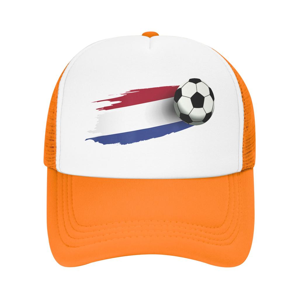 Netherlands Flag Soccer Ball Mesh Baseball Cap Adult Hip-Hop Sun Hats  Dad Hat Breathable Summer Trucker Hats