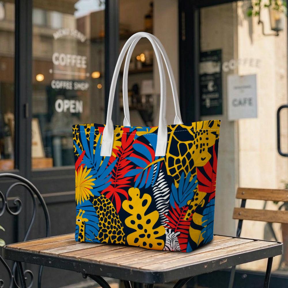 Tropical Animal Print Tote Bag Stylish Large Capacity Carry Handbag