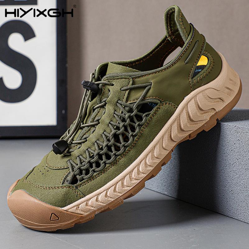 New Design Men's Sandals Summer Leisure Anti-collision Toe Beach Shoe Male Driving Slippers Comfy Roman Shoes Gladiator Sandals