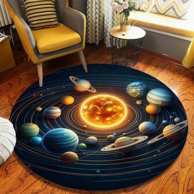 Sonnensystem Galaxie Runder Teppich Weltraum Stern Kinderzimmer Spielmatte Weicher Rutschfester Kreis Teppich Kinder Schlafzimmer Wohnzimmer Dekorationsmatte