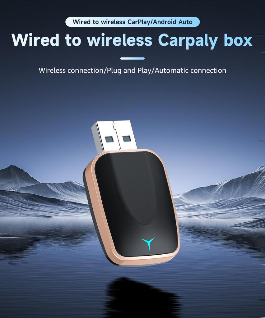 Wireless CarPlay Android Auto Adapter Wired To Wireless 2 In 1 Mini Car Ai Box Plug And Play Applicable To Convert Original