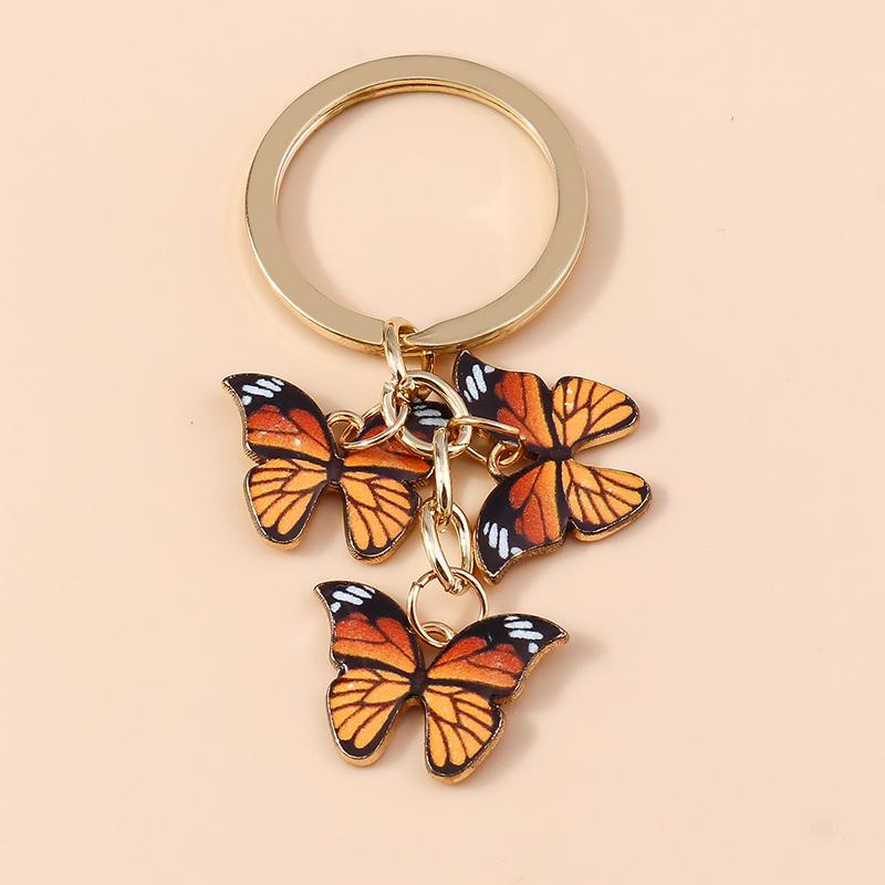 Cute Colorful Butterfly Keychains Enamel Animal Keyrings Souvenir Gift for Women Men Handbag Pendants Key Chains DIY Accessories