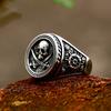 Vintage Pirátský Signet Prsten s Dvojitým Nožem a Lebkou Pánský Nerezový Vikinský Prsten s Kompasem Biker Amulet Šperk Dárek Dropshipping