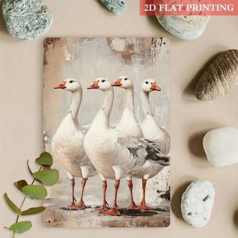 Vintage Metal Flying Geese Sign 8x12 Inch Retro Tin Plate Rustic Farmhouse Wall Decor for Living Room Garden