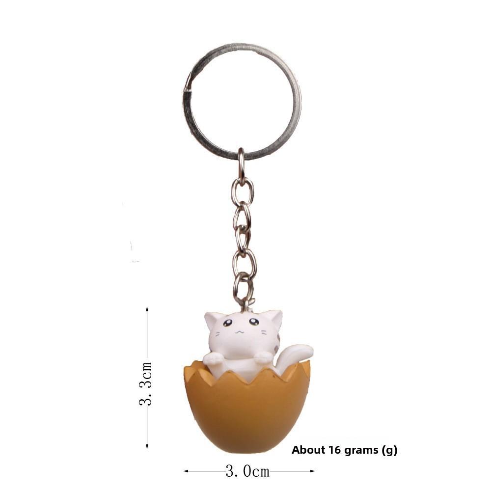 Adorable Eggshell Cartoon Cat Resin Pendants Keychain For Gifts Children