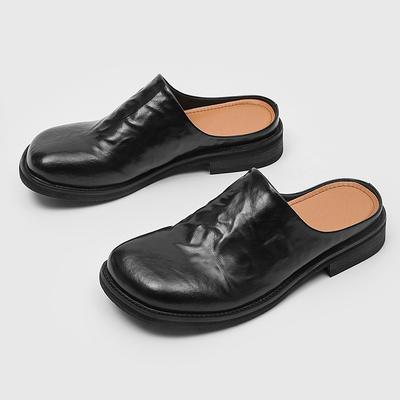 Fashion Male Belt Buckle Casual Mules Shoes Summer Men Half Slippers All-match Male Driving Shoes Moccasins Breathable Penny Loafers