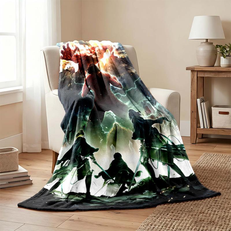 Coperta Attack on Titan Coperta in Flanella Morbida Accogliente Peluche Coperta da Divano Letto Leggera Decorazione per la Casa