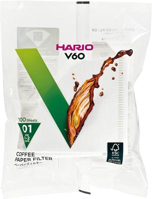 HARIO V60 Paper Filter 01W White for Cups 100 Pieces Made In Japan 1-2 VCF-01-100W