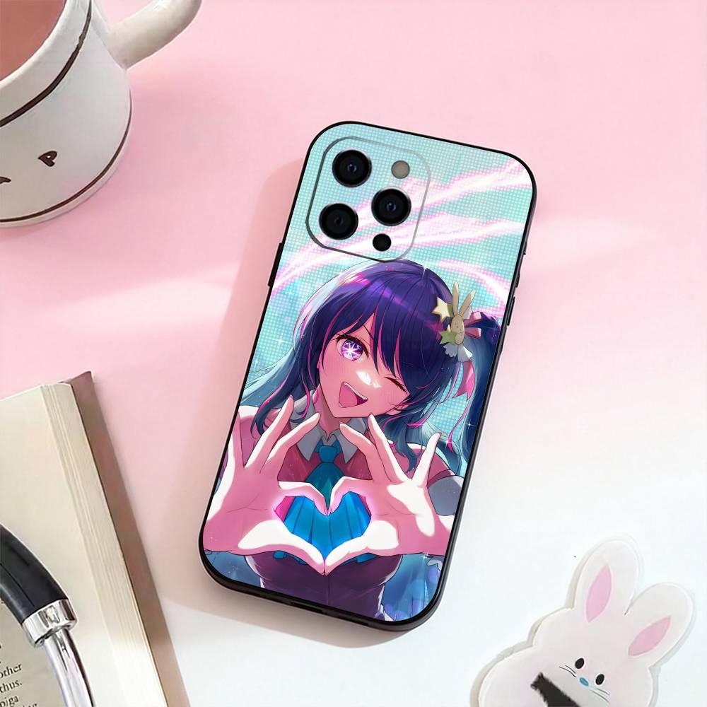 O-Oshi Anime No Ko Phone Case For iPhone 17,16,15,14,13,12,11 Plus,Pro Max,Soft Silicone Black Cover