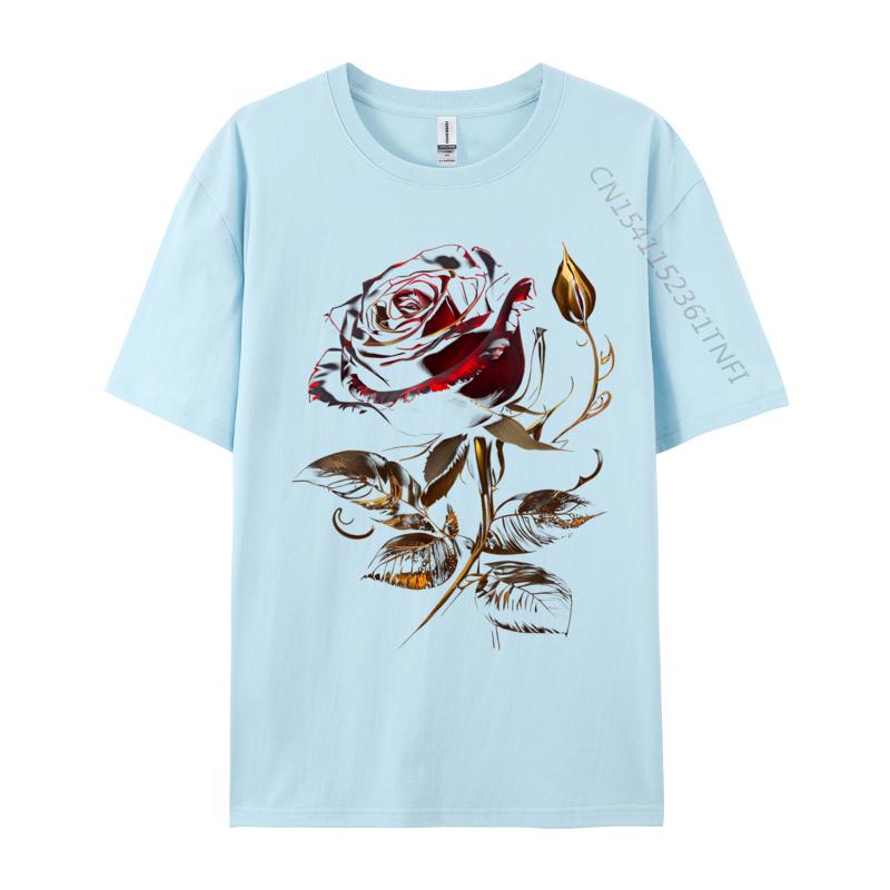 Deep Red Rose Black And Gold for Normal Man 2024 New Design Luxury Designer T-Shirts Cotton Fabric Men Tshirt Europe Tees