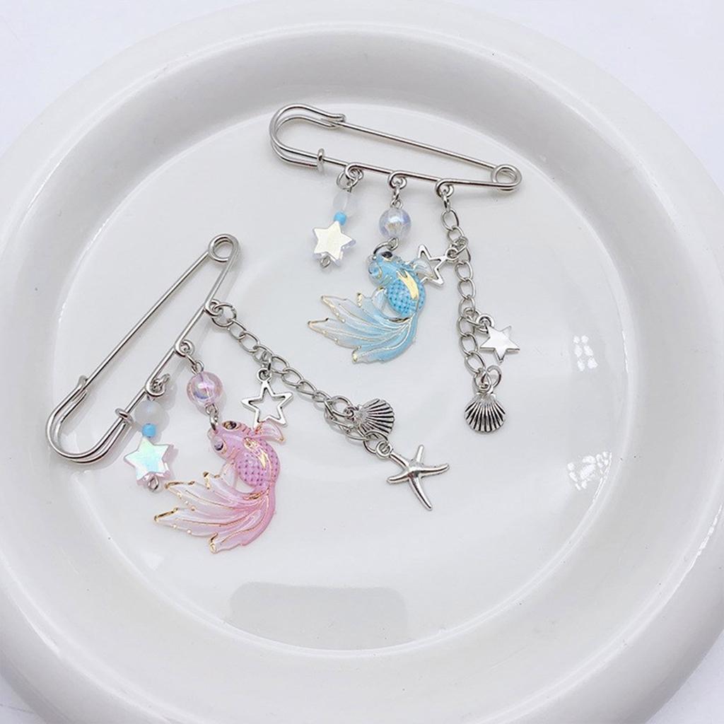 Fish Star Shells Pendant Brooch Sweater Pin Fashion Clothing Pin Decorative Lapel Pin Clothes Jewelry Fashion Accessory