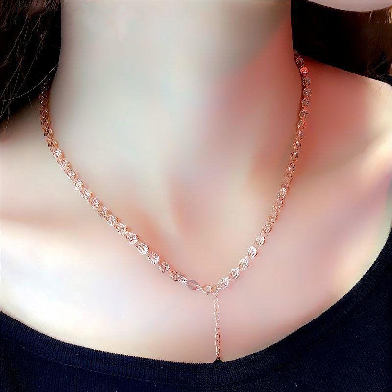 Purple Gold-Plated Rose Gold Phoenix Tail Shining Necklace Light Luxury Temperament High-End Color Gold Luxury Chain